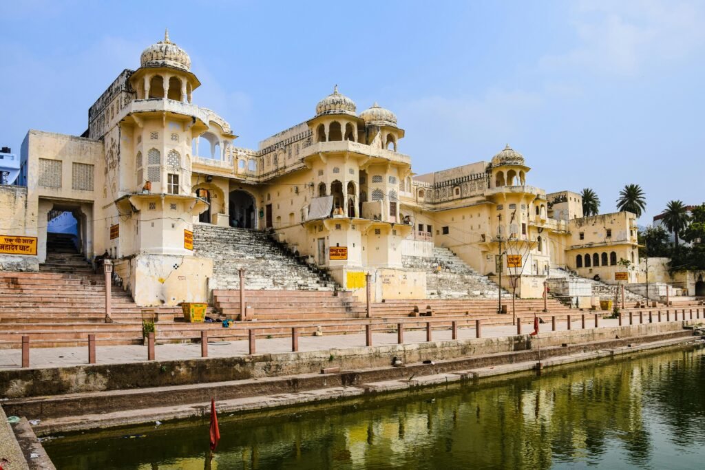 Pilgrims and ghats at the sacred Pushkar Lake