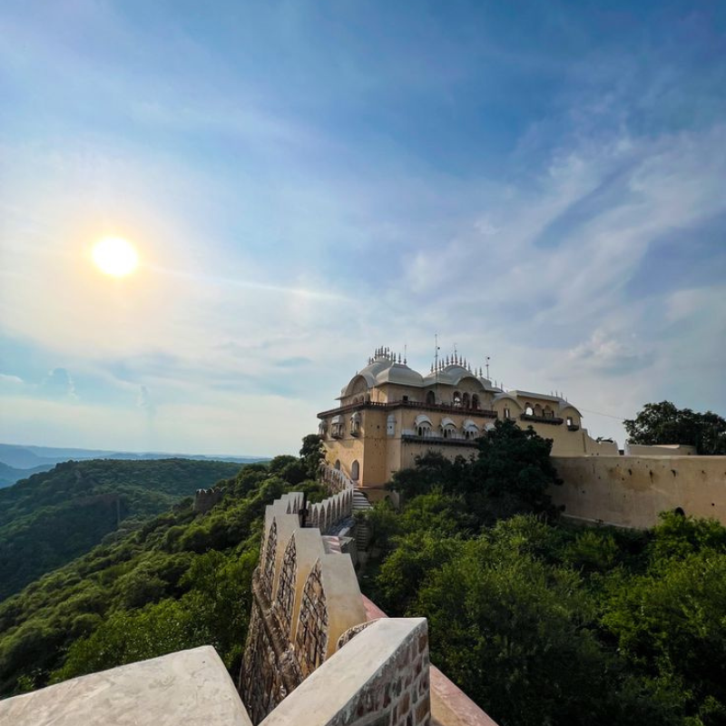 The massive walls of Bala Quila fort offering views of Alwar
