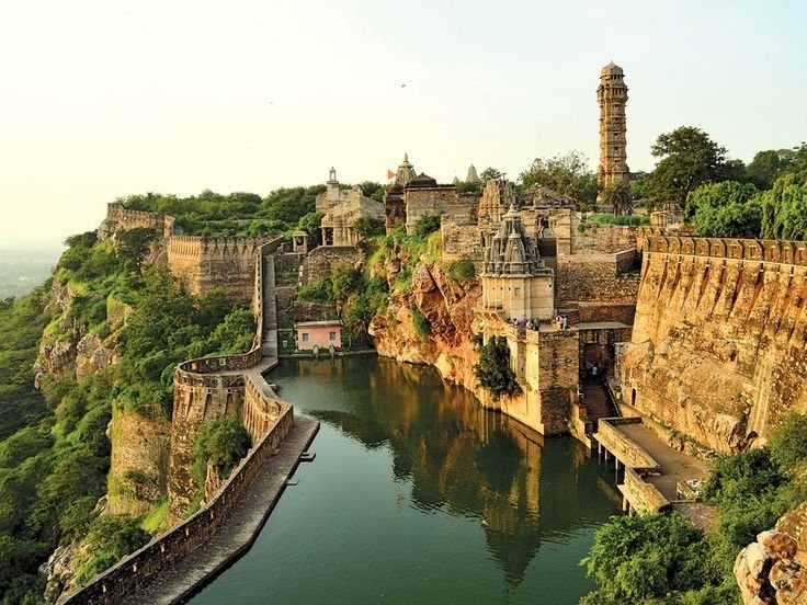 The massive ramparts and Vijay Stambh of Chittorgarh Fort, India’s largest fort