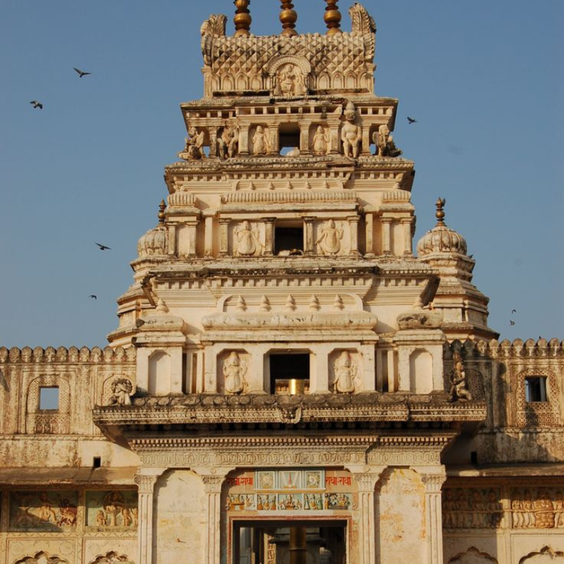 Ancient stone carvings and pillars of the Varaha Temple in Pushkar